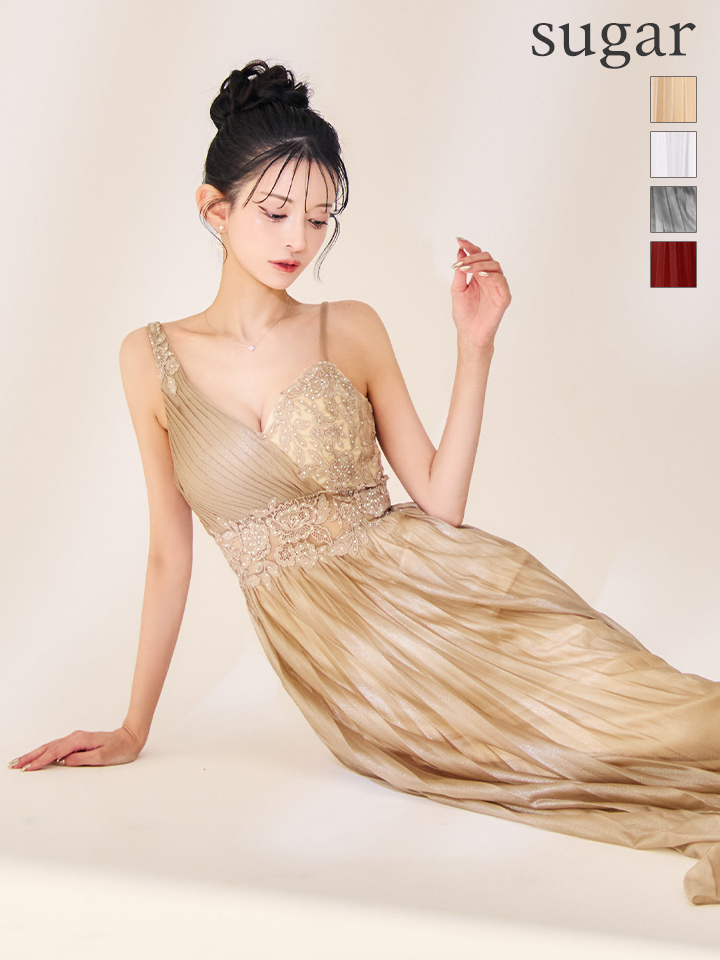 Lip line/リップライン】プリーツ/ アシンメトリー/ 刺繍