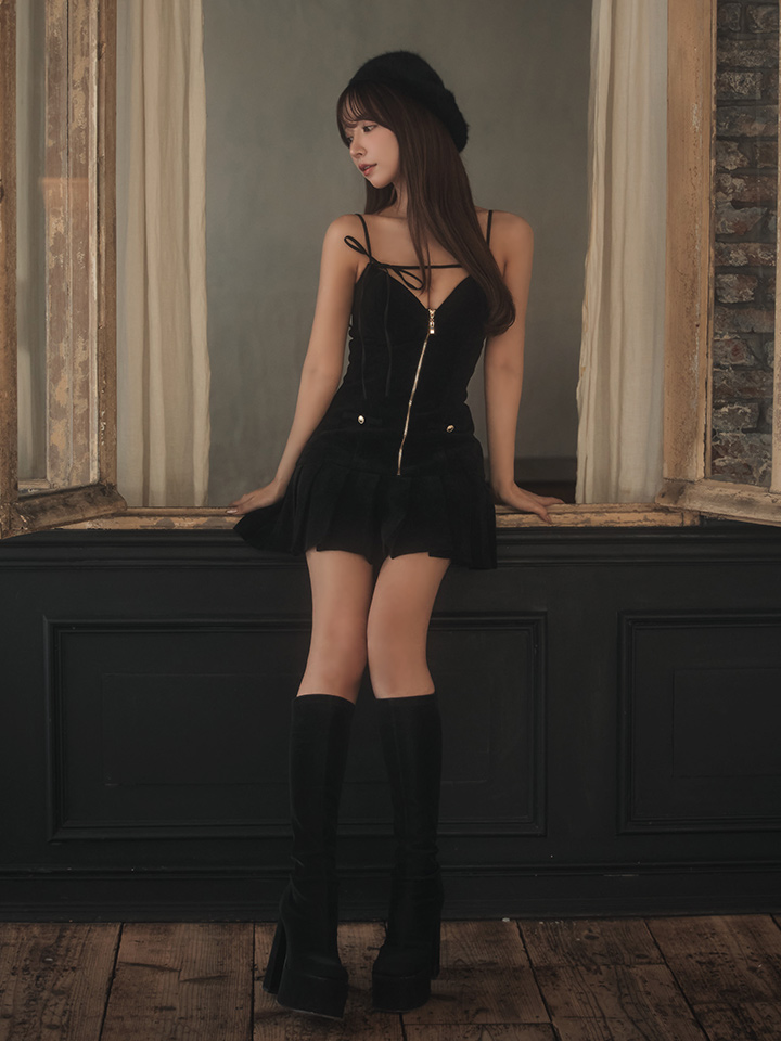 XSサイズあり【Glossy/グロッシー】バストリボン/ ラメツイード