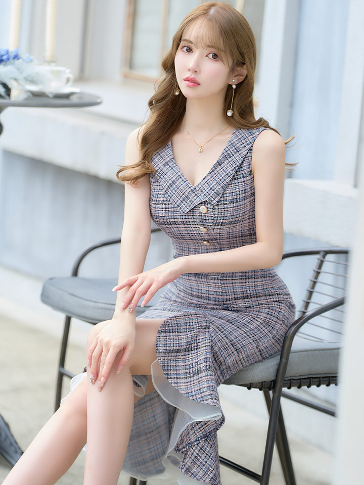 Lサイズあり【DEA./ディア】マーメイド/ ツイード/ ノースリーブ/ 膝丈