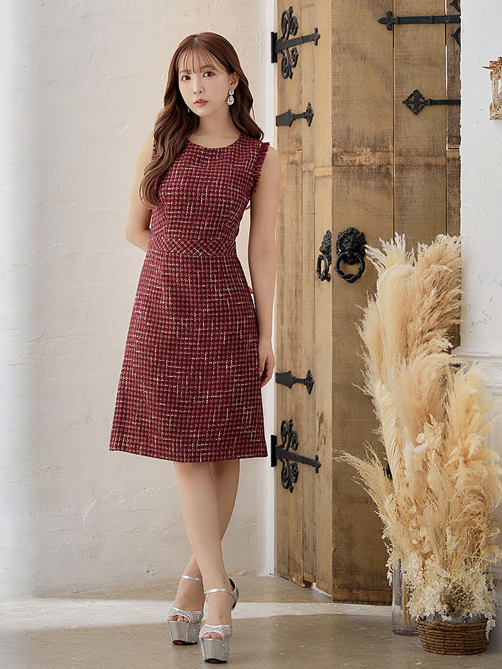 XS-Lサイズあり【ERUKEI エルケイ】 ツイード/ ノースリーブ/ Aライン