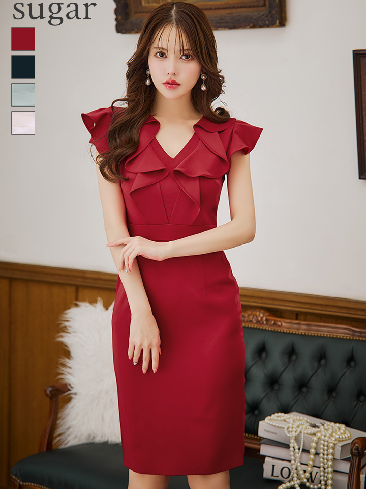 XS-Lサイズあり【ERUKEI エルケイ】ワンカラー/ Vネック/ フリル袖/ 袖