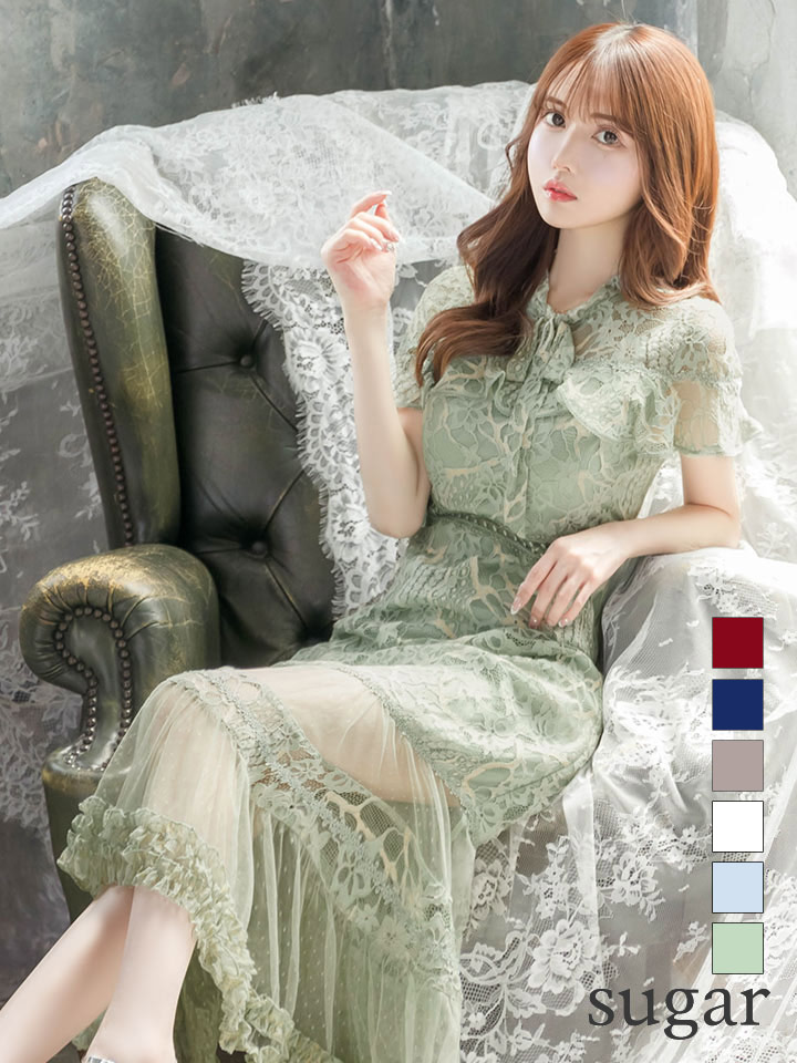 XS-Lサイズあり【SETTAN/セッタン】フラワーレース/ リボンネック