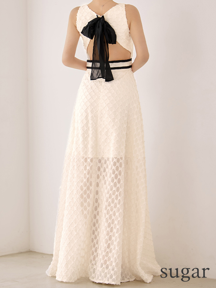 VELIQUE/ヴェリーク】バイカラー/ バックリボン/ ノースリーブ/ シアー