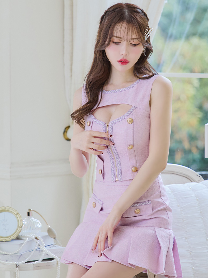 XSサイズあり【an /アン】カットアウト/ ボタン/ フロントジップ