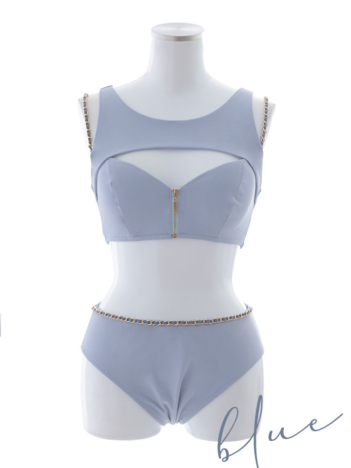 即日発送】【ビキニ】【水着】バストオープン＆ジップチェーンビキニ 2