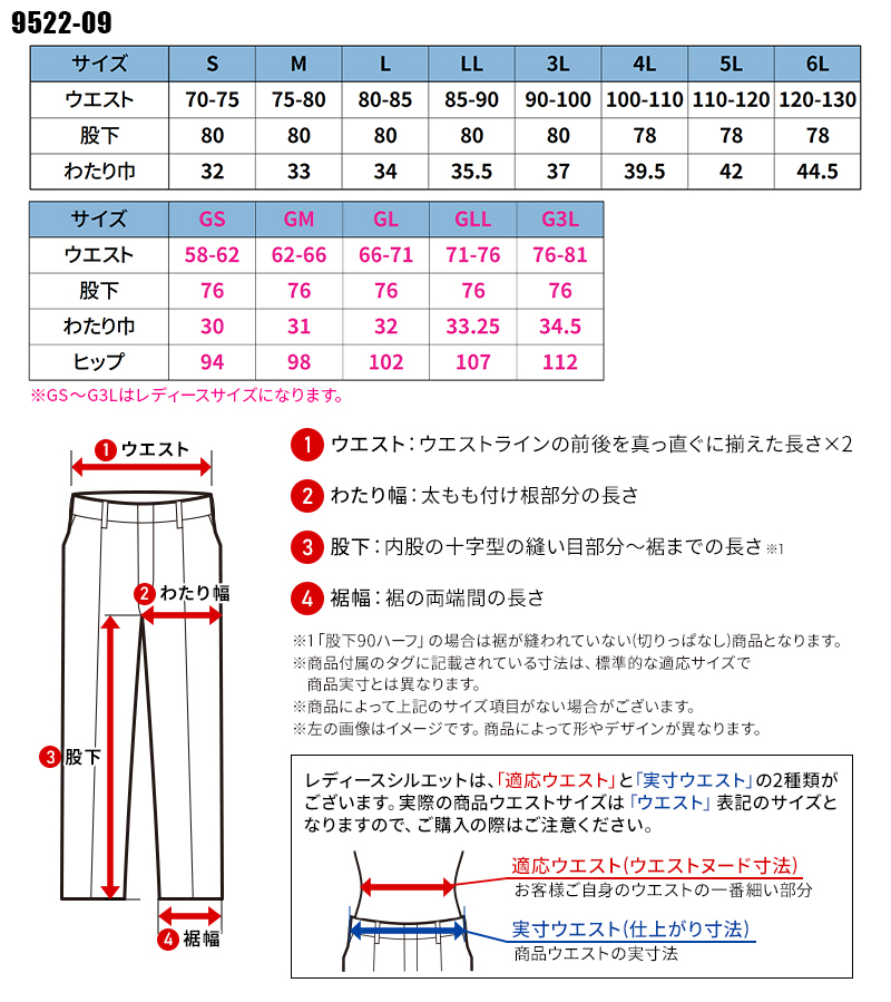 作業ズボン スラックス(ワンタック・脇ゴム) 桑和SOWA 9522-09【サン