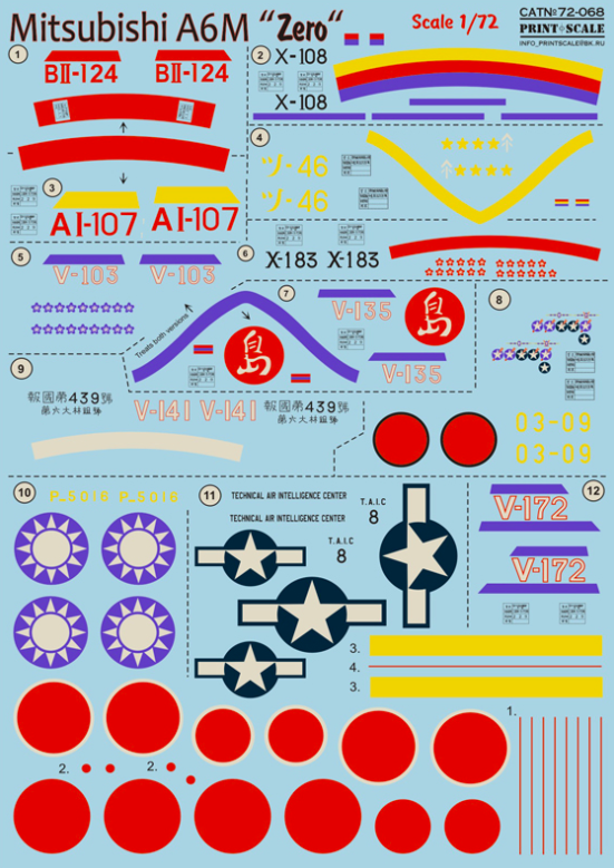 Mitsubishi A6M Zero Print Scale -72-068