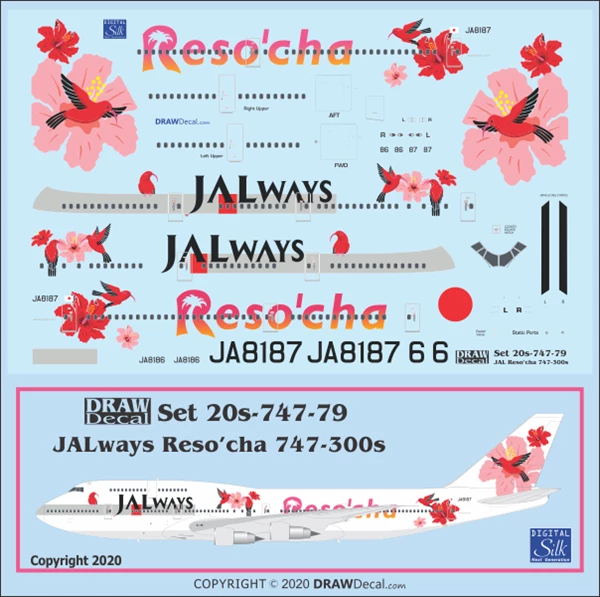 Boeing 747-300 - JALways Reso'cha Pink Draw Decal -20-747-79
