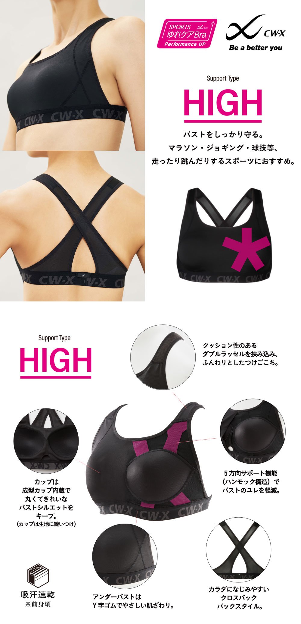 シーダブリュー・エックス（CWX）（レディース）ワコール スポーツブラ