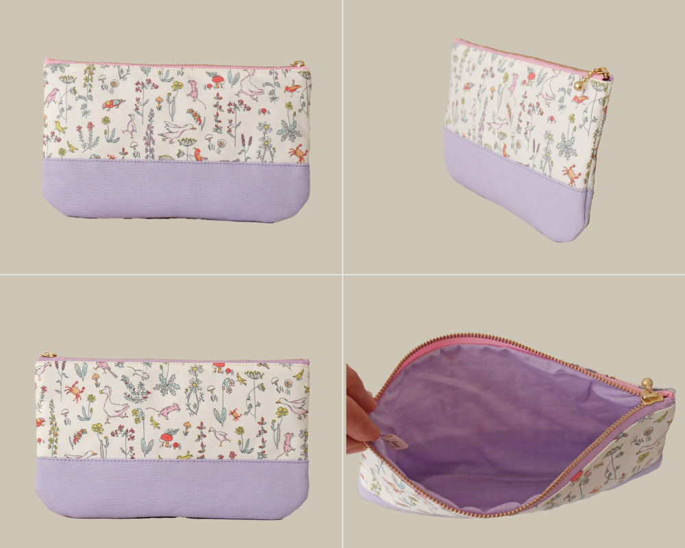 ☆Liberty バイカラーファスナーポーチキット ラベンダー [M便 1/4]の