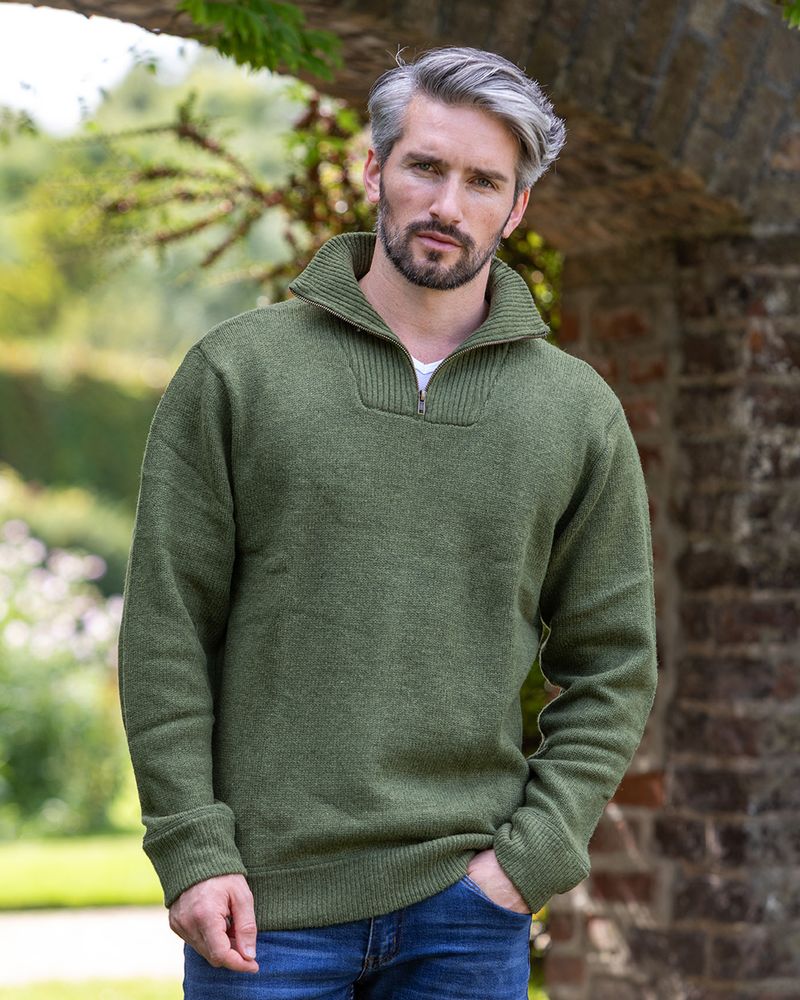 Half Zip Lambswool Sweater Blue Stonea