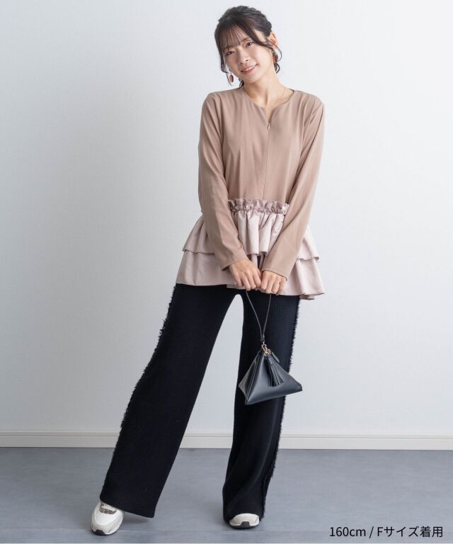 サイドフリンジニットパンツ マタニティ 産後も使える