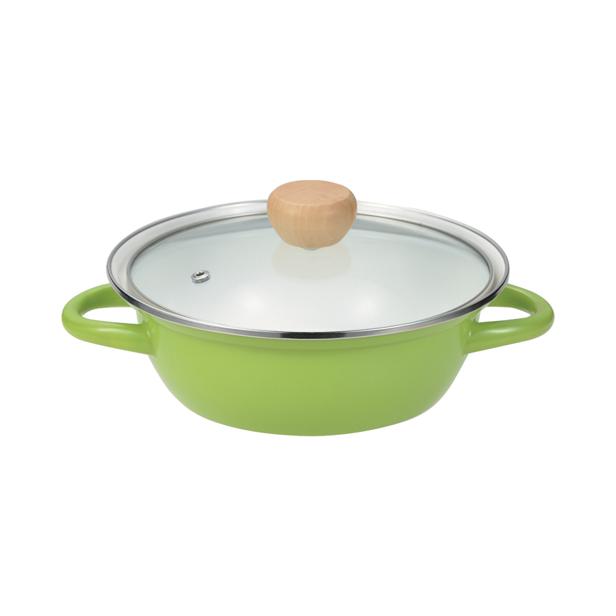 ピッタリ IH対応ホーローガラス蓋付卓上鍋18cm(グリーン) HB-6998
