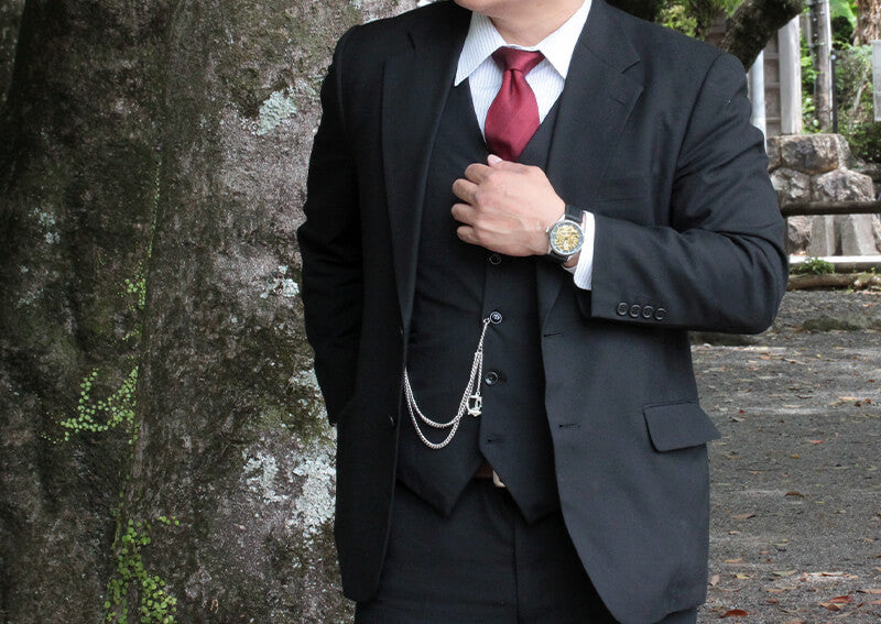 Double Albert Pocket Watch Chain with Anchor Charm, Silver – 懐中