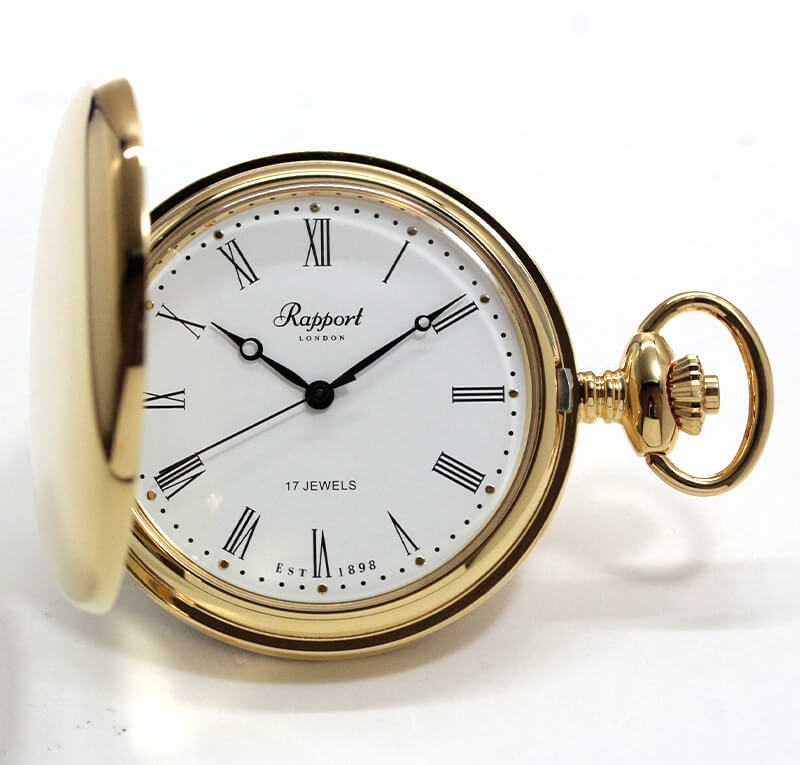 Rapport(ラポート) 手巻き式 フルハンター 懐中時計 ゴールドカラー
