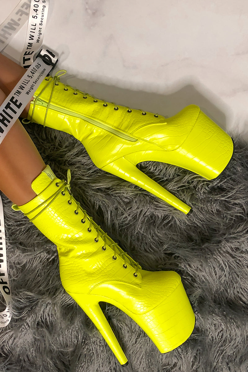 Hella Heels OH SNAP 8inch Boots - Yellow – Pole Junkie