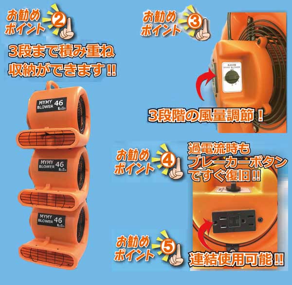 レボテック マイマイブロワー46 - 大風量・高耐久・連結型送風機【代引