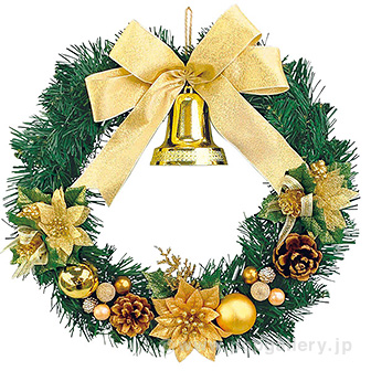 30cmポインセチアリース（ゴールド）(GO(ゴールド)): 季節装飾・造花