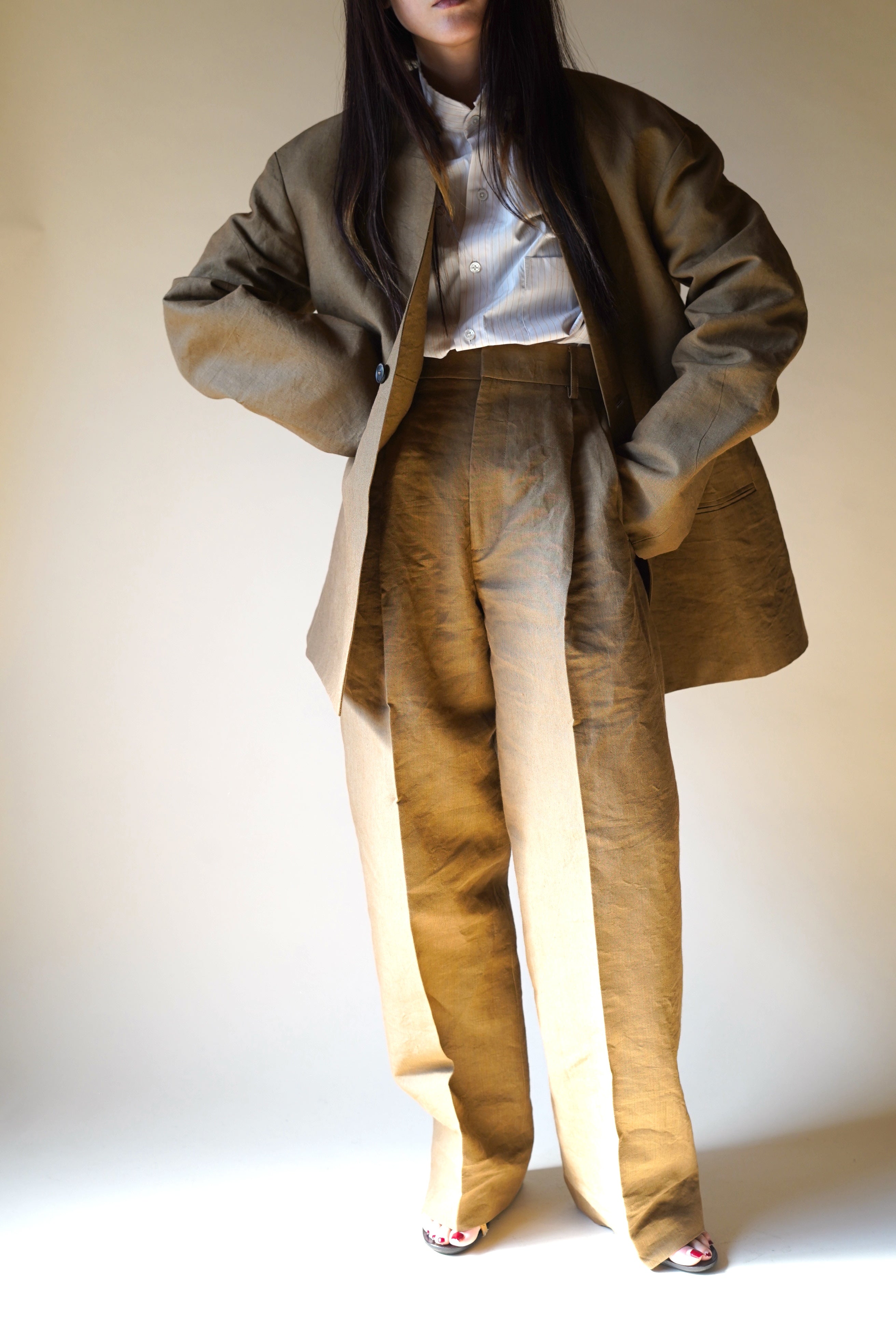 CRISTASEYA COLLARLESS JACKET – PORT