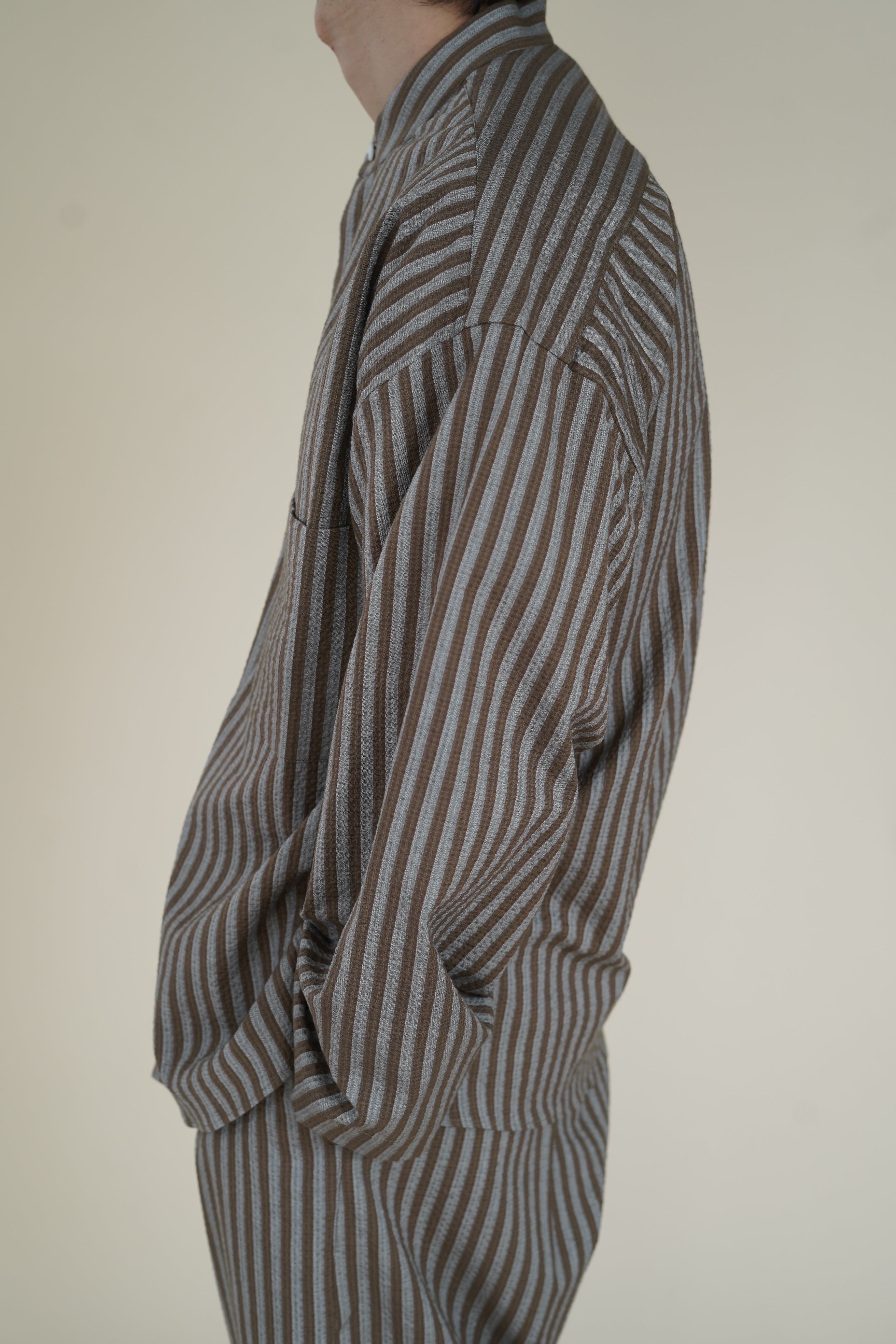 CRISTASEYA PYJAMA SHIRT in BROWN STRIPES – PORT