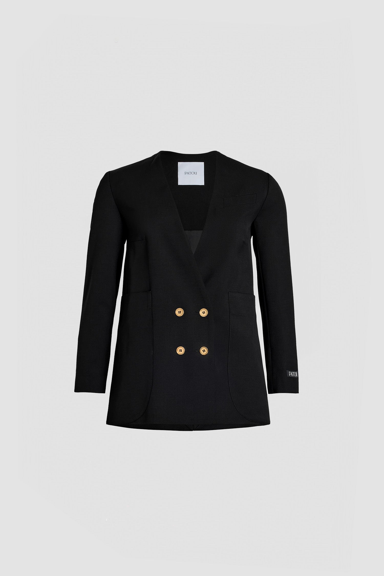 Patou | テックウール製 ノーカラーダブルブレストジャケット