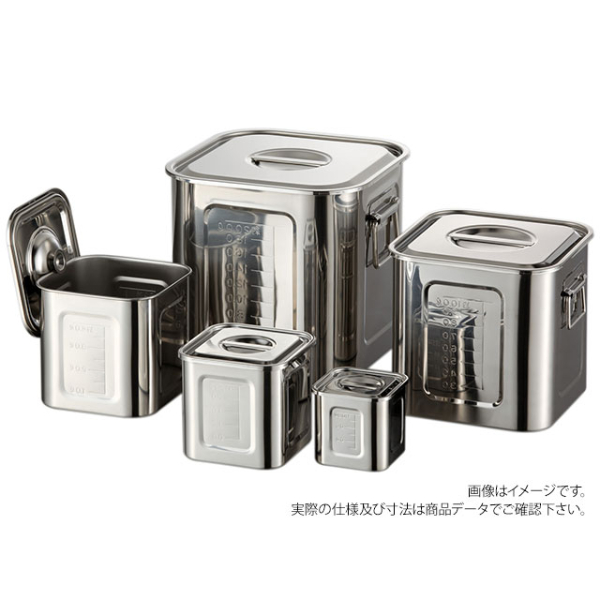 AG18-8 目盛付角キッチンポット 8cm(手無) 赤川器物製作所