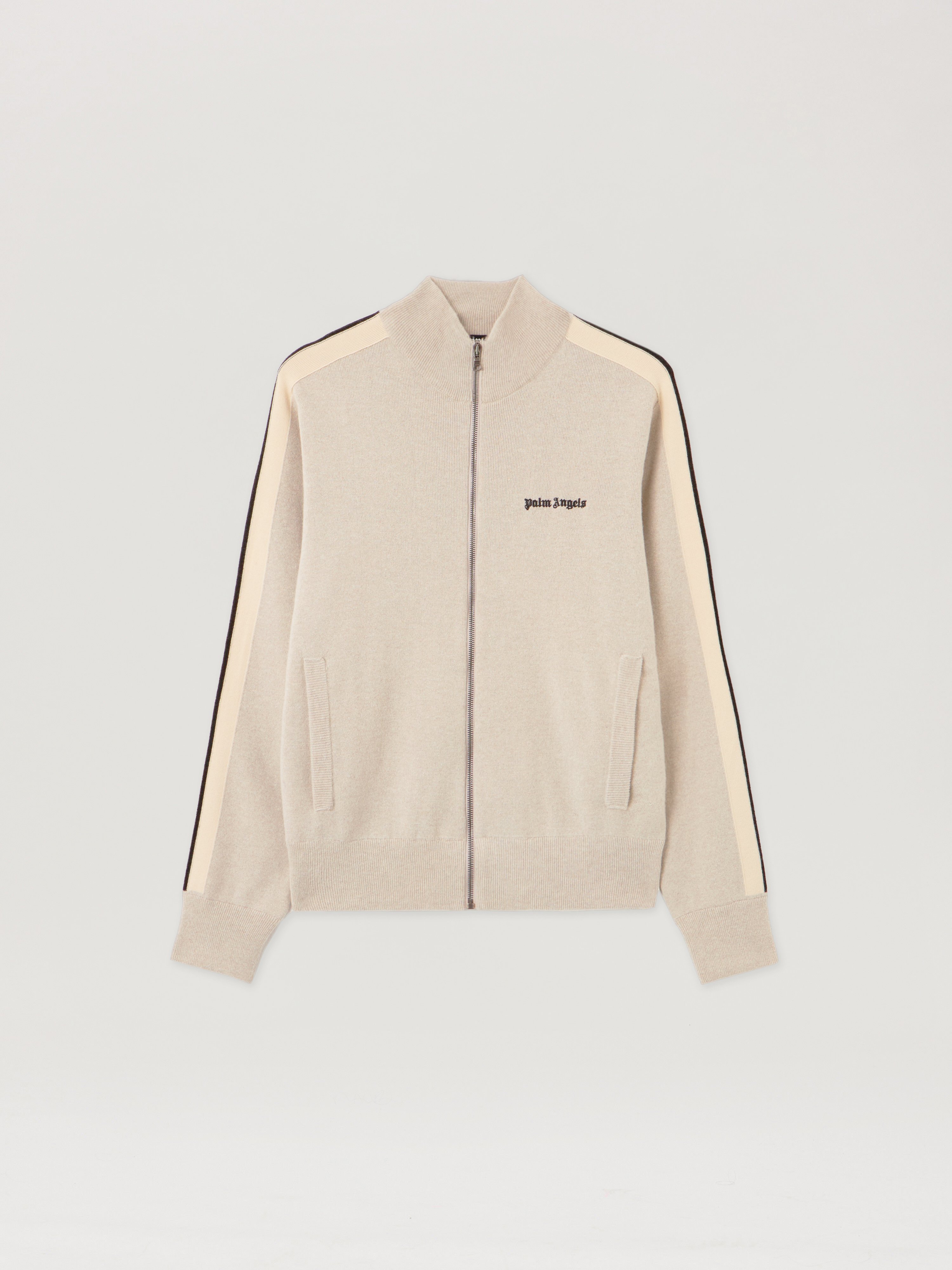 Classic Logo Knit Track Jacket in LIGHT BEIGE - BLACK for Men
