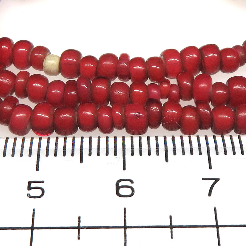 ヴェネチアンビーズ/ホワイトハーツ/小粒金赤ホワイトハーツ ロング連