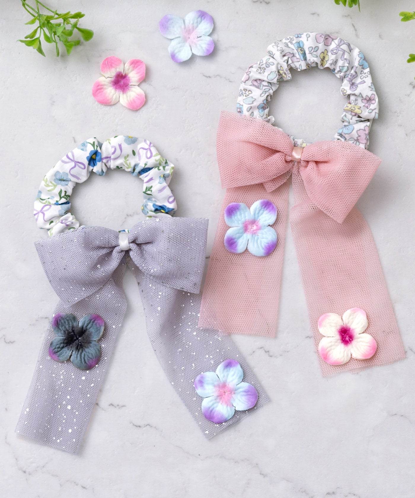 シュシュ】 リボン ヘアアクセサリー チュールシュシュ 女の子