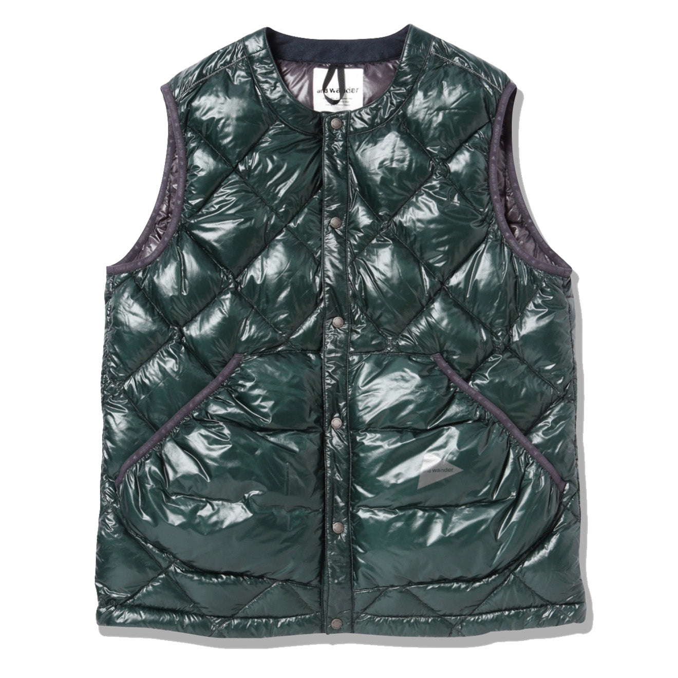 And Wander Diamond Stitch Down Vest Green | Parasol Store