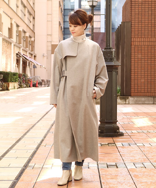 HYKE PARIGOT別注 COLLARLESS WOOL COAT