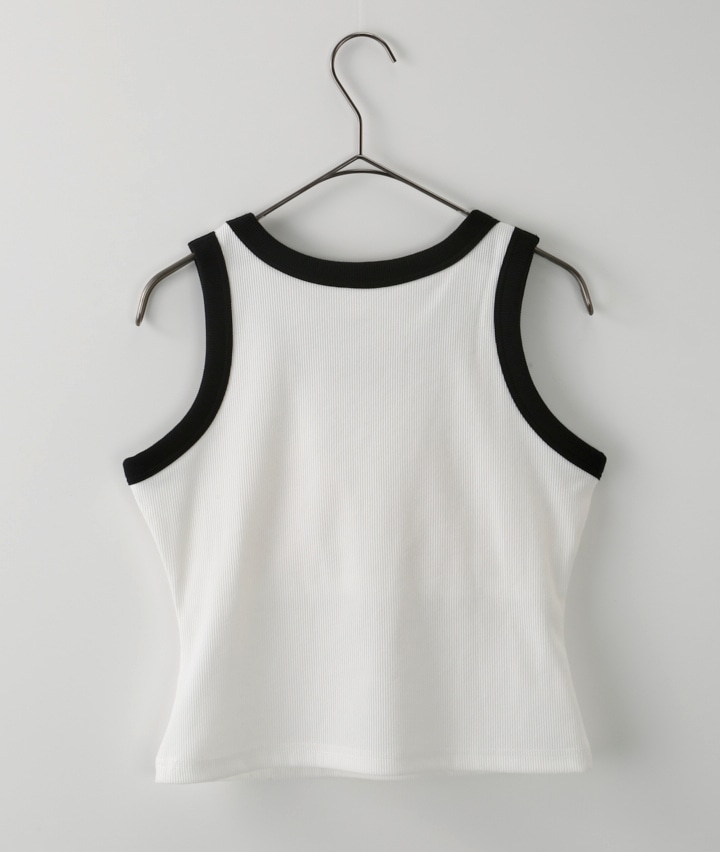 コーディネイトインナー）パイピングタンクトップ(Mサイズ ホワイト