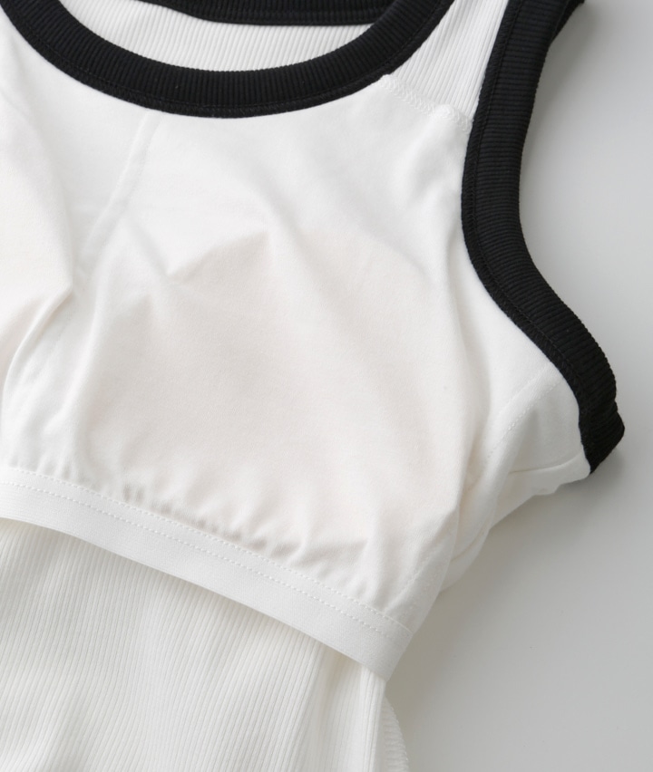 コーディネイトインナー）パイピングタンクトップ(Mサイズ ホワイト