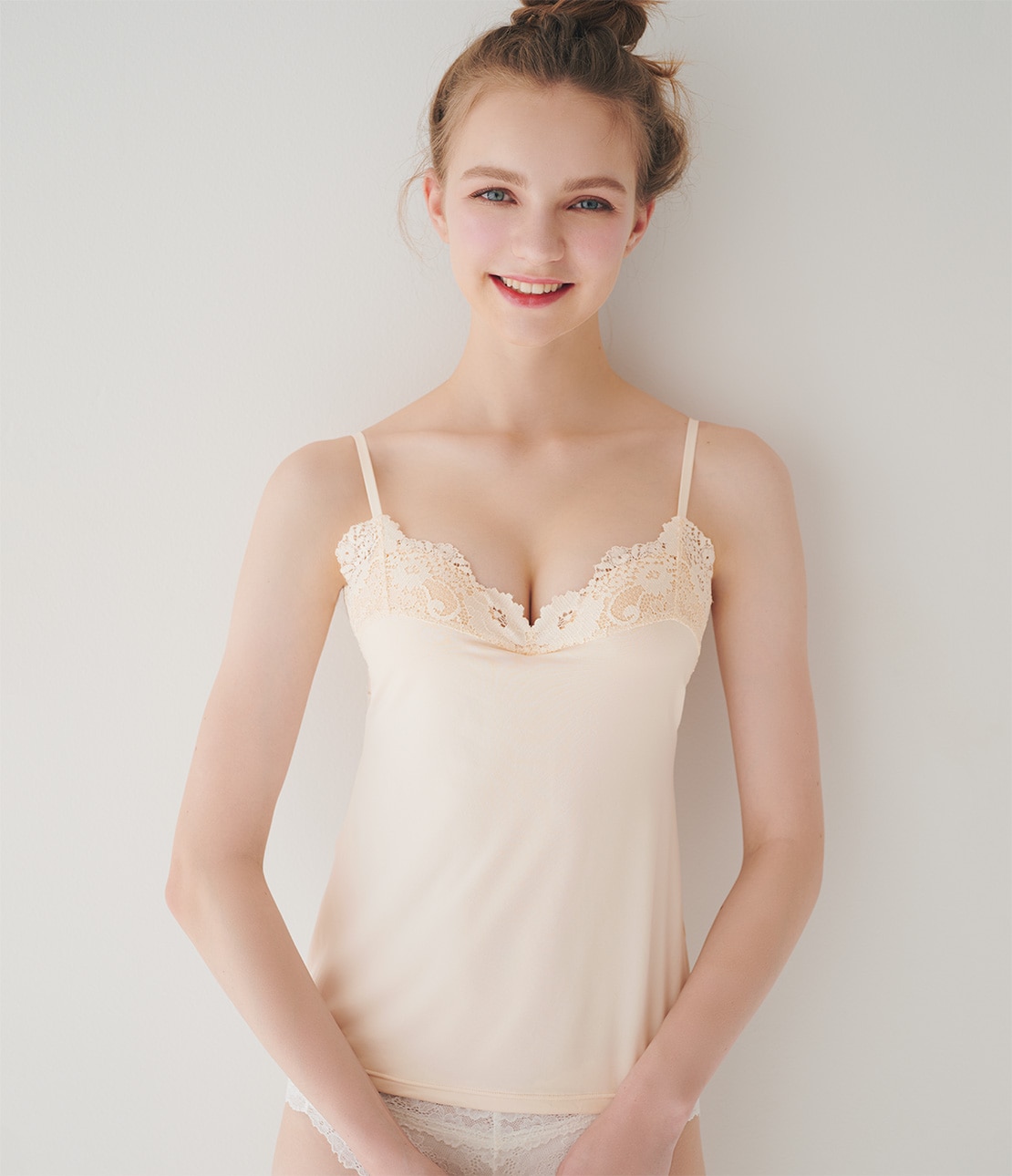 レーストリムサテンキャミソール(S ブラック): PEACH JOHN | ピーチ