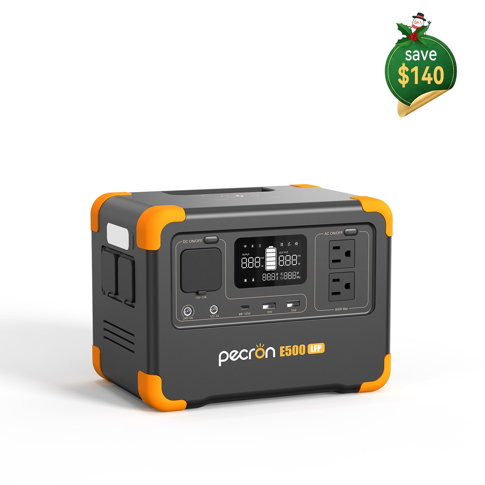 PECRON E500LFP Portable Power Station 600W 576Wh