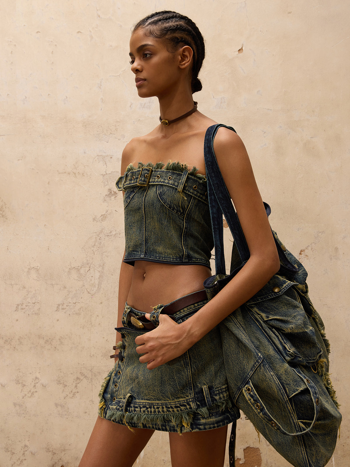 Personsoul Three-Stage Maxi Denim Skirt - personsoul