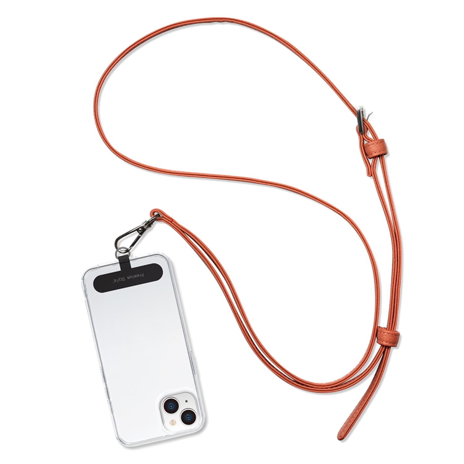 ストラップホルダー付 ショルダーストラップ PUレザータイプ オレンジ