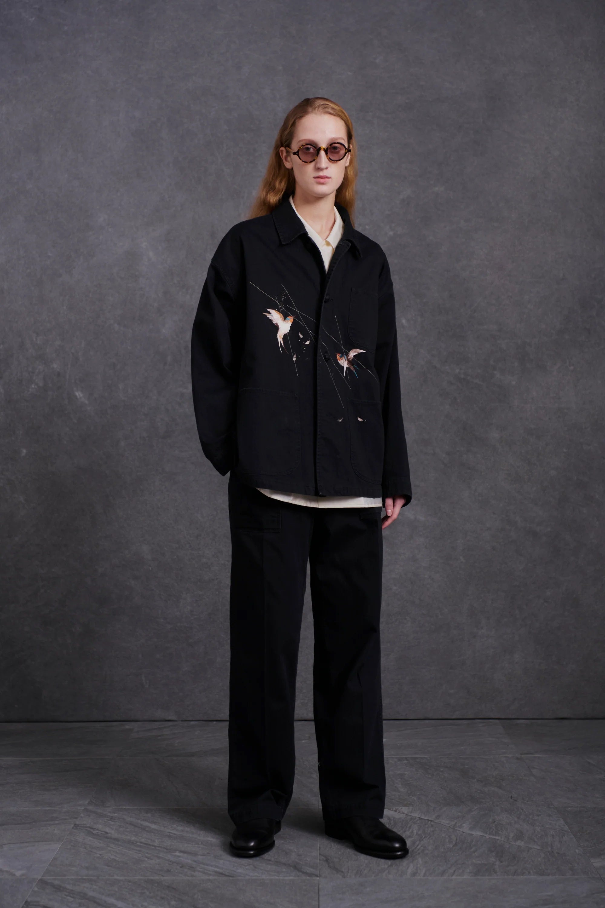 ○OLD JOE - PATINA HERRINGBONE SOUVENIR JACKET - ONYX – PHAETON