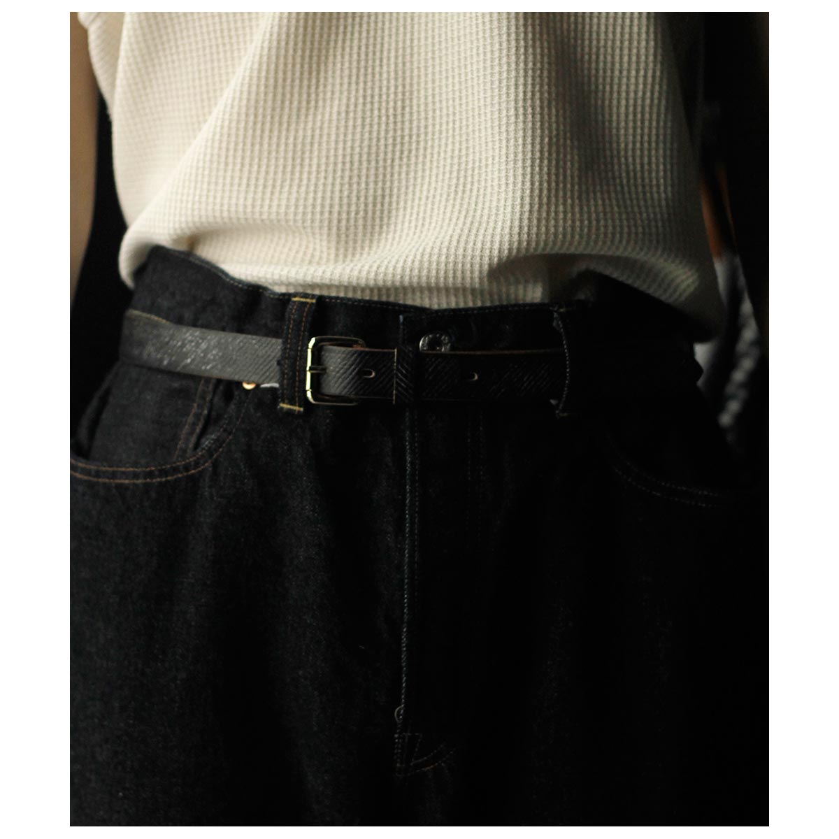 インテリム INTERIM 25mm クロス グレイン オークバーク レザー ベルト