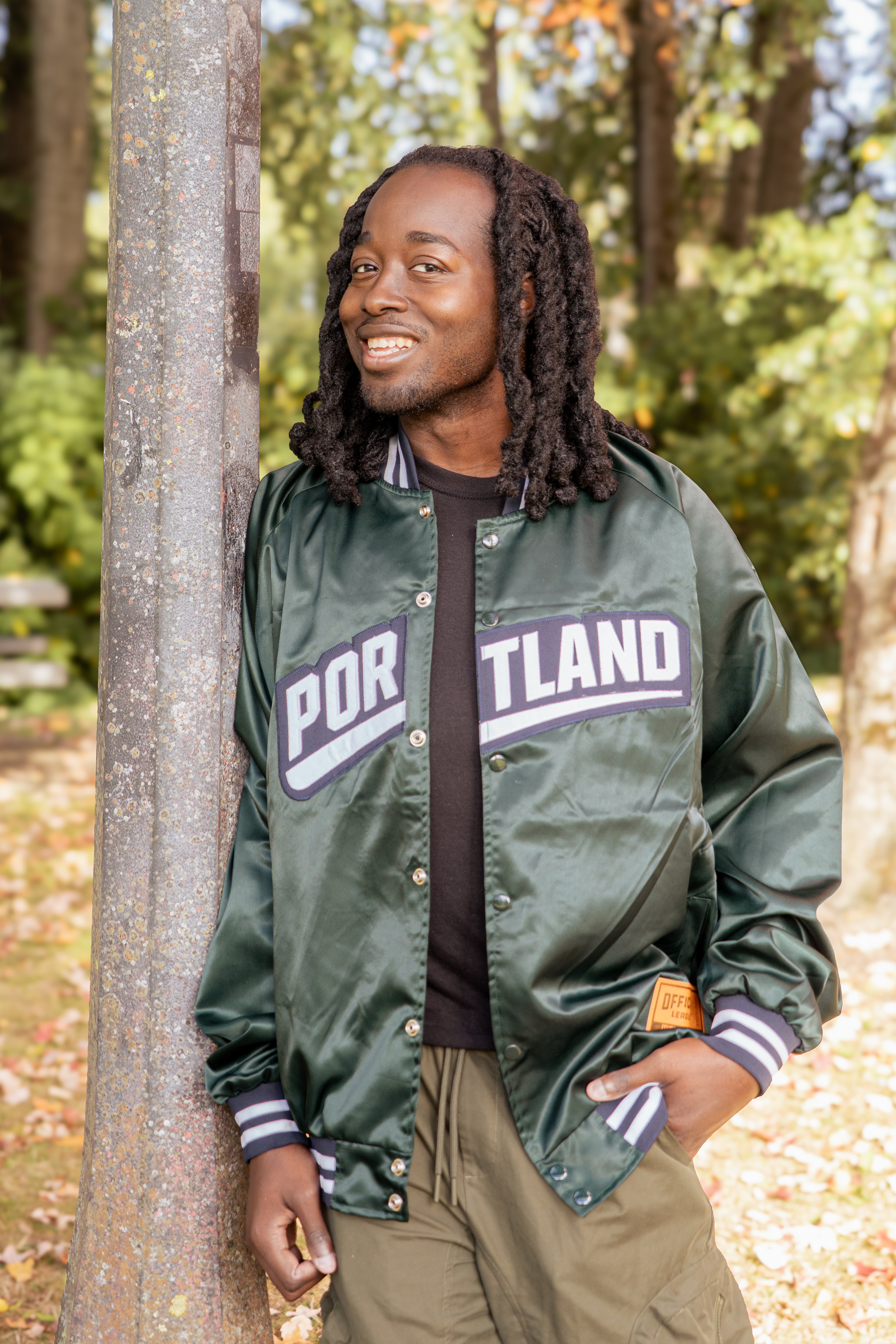 Official League x Portland Pickles Forest Green Satin Bomber
