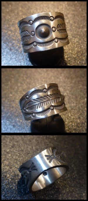 ナバホ Herman・Smith ハーマン・スミス スタンプワーク リング