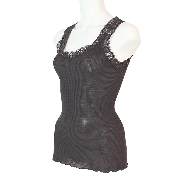 Oscalito】【オスカリート】3410 シルクxウール レース付きタンク