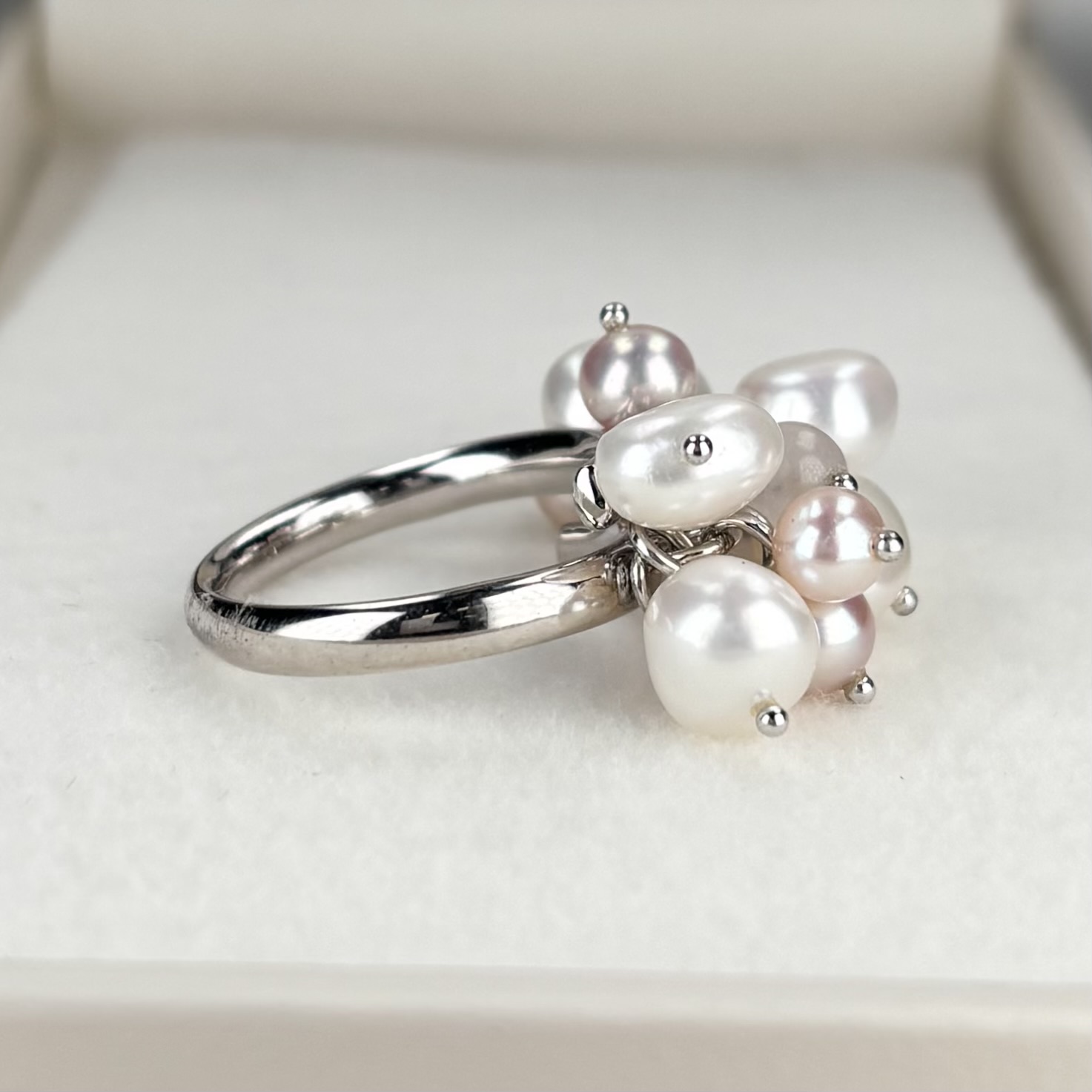 淡水真珠 パールリング 4-5mm 6-8mm ホワイト ピンク フラット型