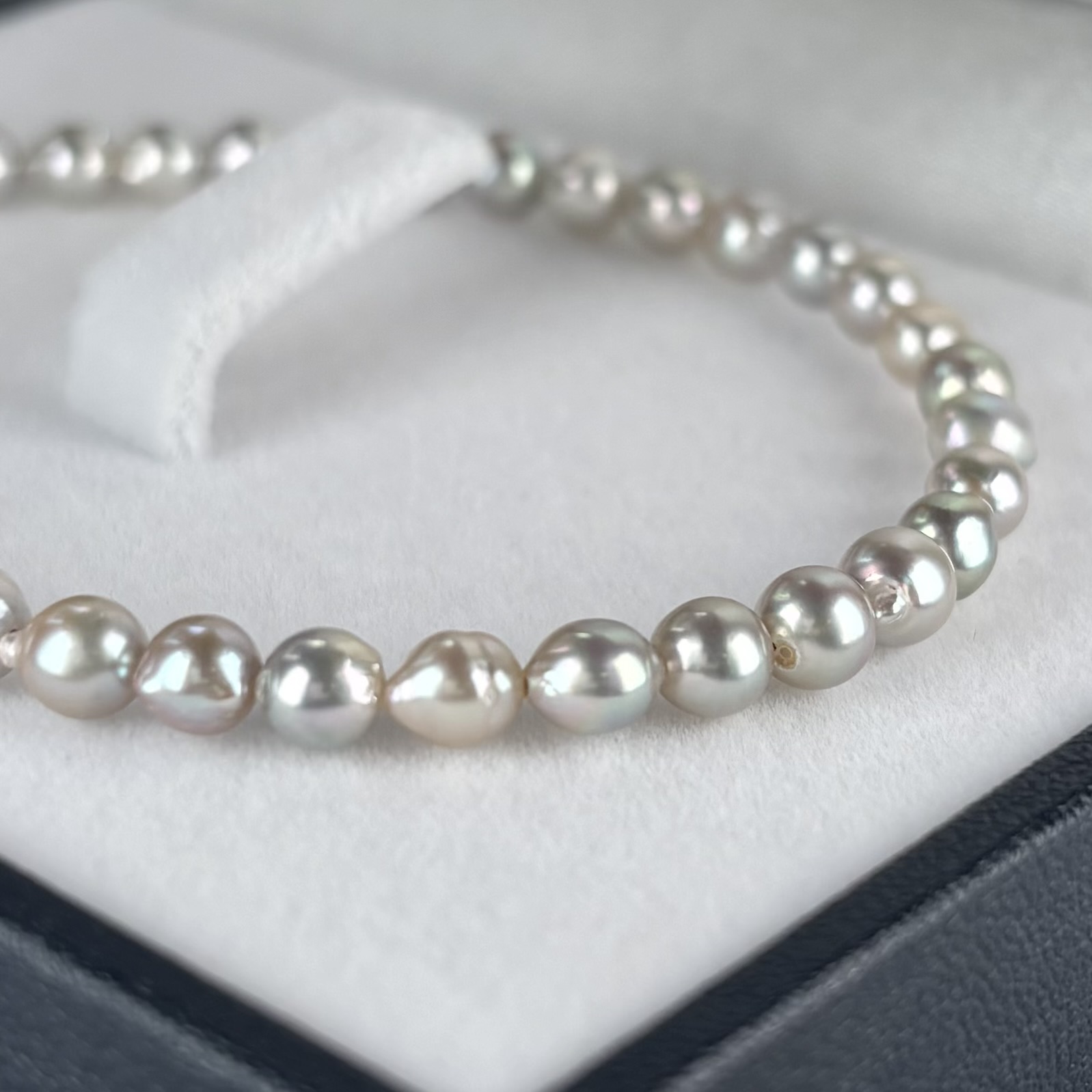 アコヤ真珠 パールブレスレット バロック 4.5-5mm ナチュラルグレー 無