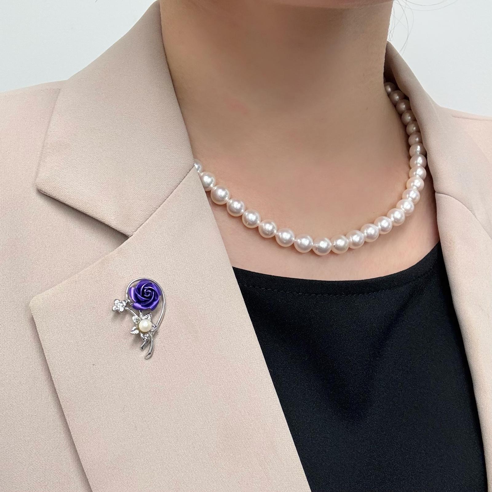 パールブローチ 薔薇 アコヤ本真珠 ベビーパール ピンブローチ