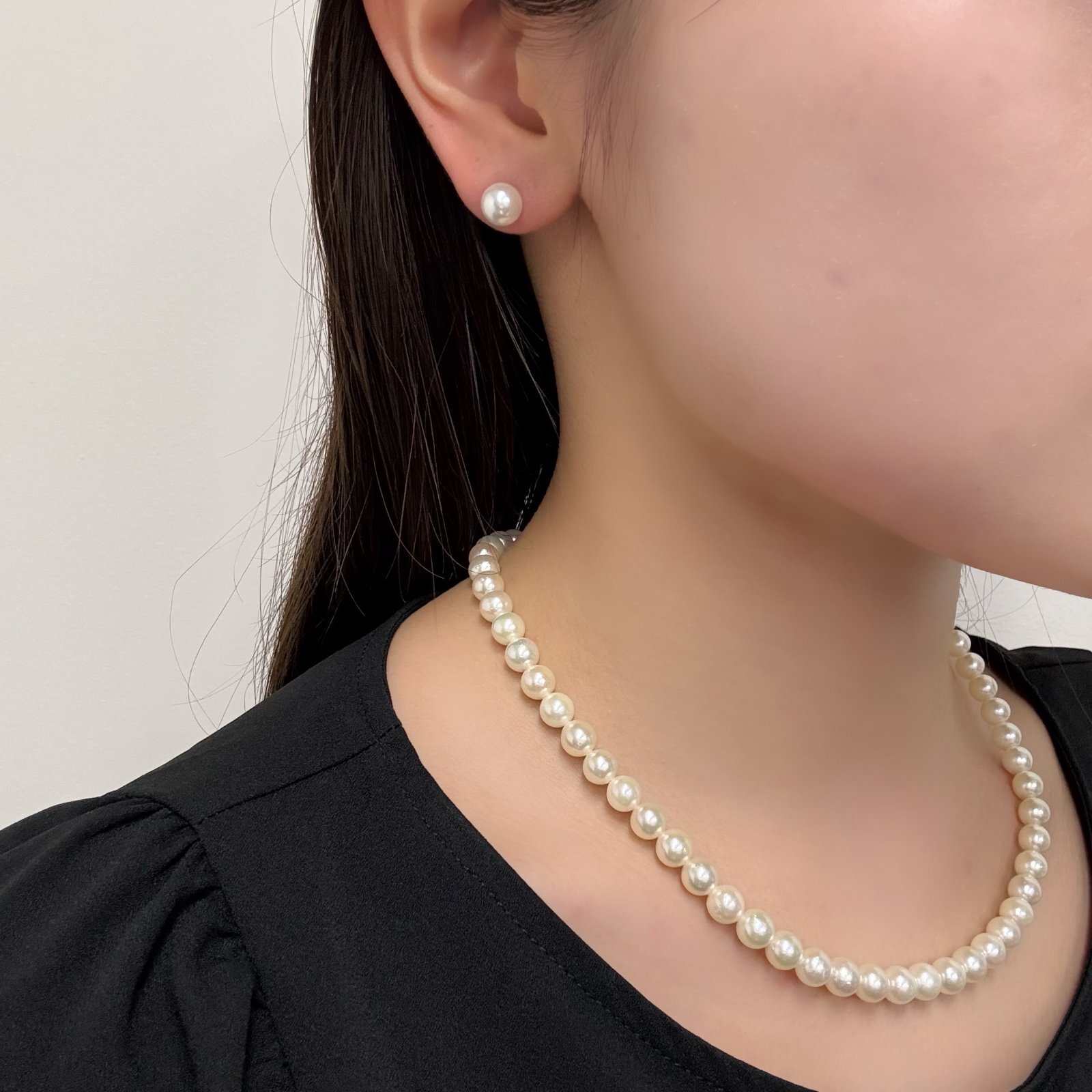 あこや本真珠 ネックレスセット イヤリング ピアス 7-7.5mm ホワイト