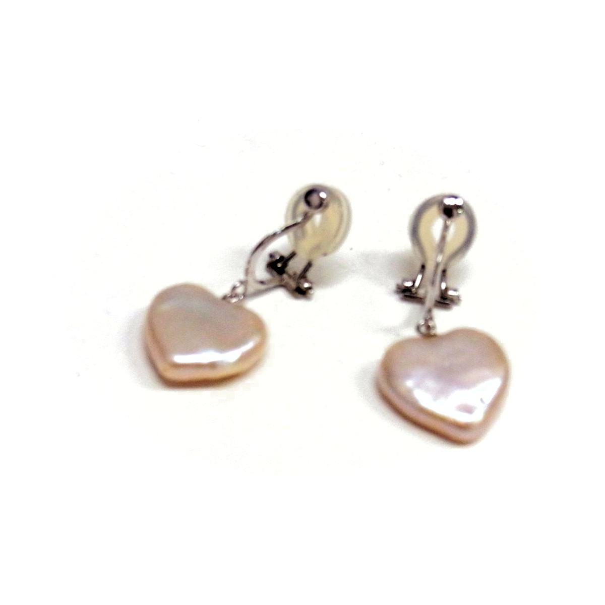 ハートシェイプパールピアス 淡水真珠 ピンク フック式 SV製 K14WG