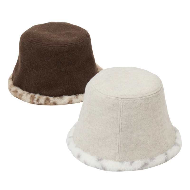 稀少/廃番【キューン】うさぎ リバーシブル バケットハット総柄 黒×白