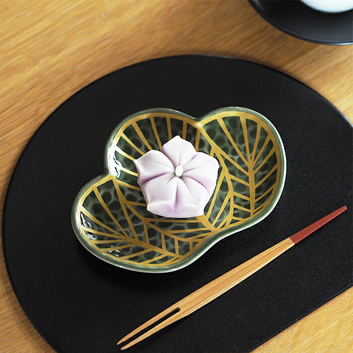 幸楽窯 錦 茶緑金 松葉形 銘々皿 | 食器と料理道具の専門店「プロ