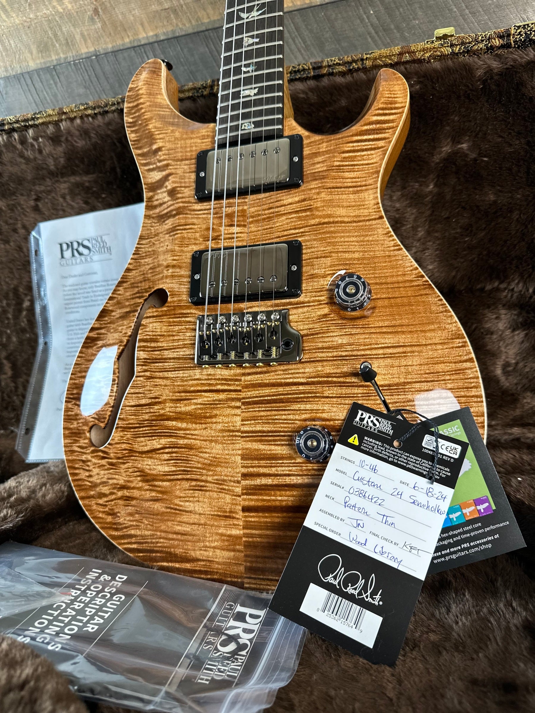 PRS Wood Library Custom 24 Semi-Hollow Flame Maple 10 Top